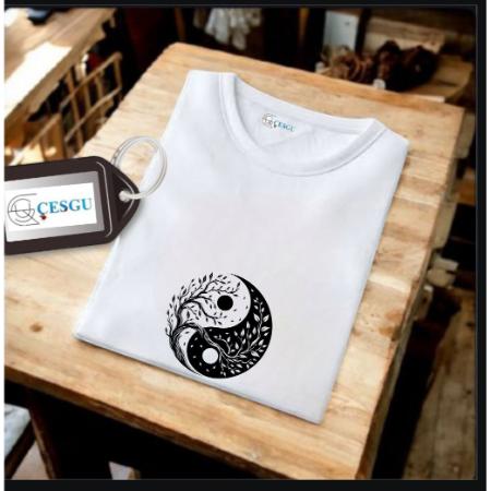 Erkek Ön Baskili T-shirt Plus Model